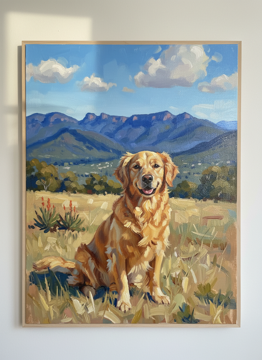 Custom Scenic Pet Painting (Mixed Media)
